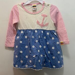 Harajuku Mini Pink and Blue Polka Dot Dress with Anchor ⚓️ & Snaps at Bottom
